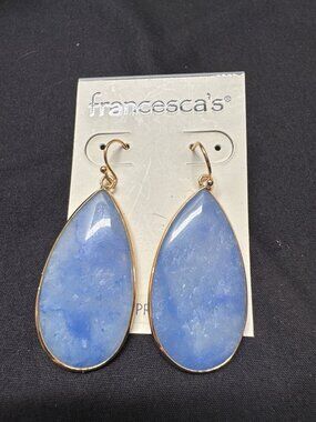 Francescas Light Blue Teardrop Semi-Precious Stone Dangle Earrings